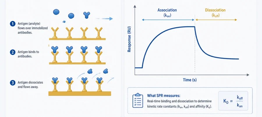 Biomolecular kinetics and affinity measurement diagram